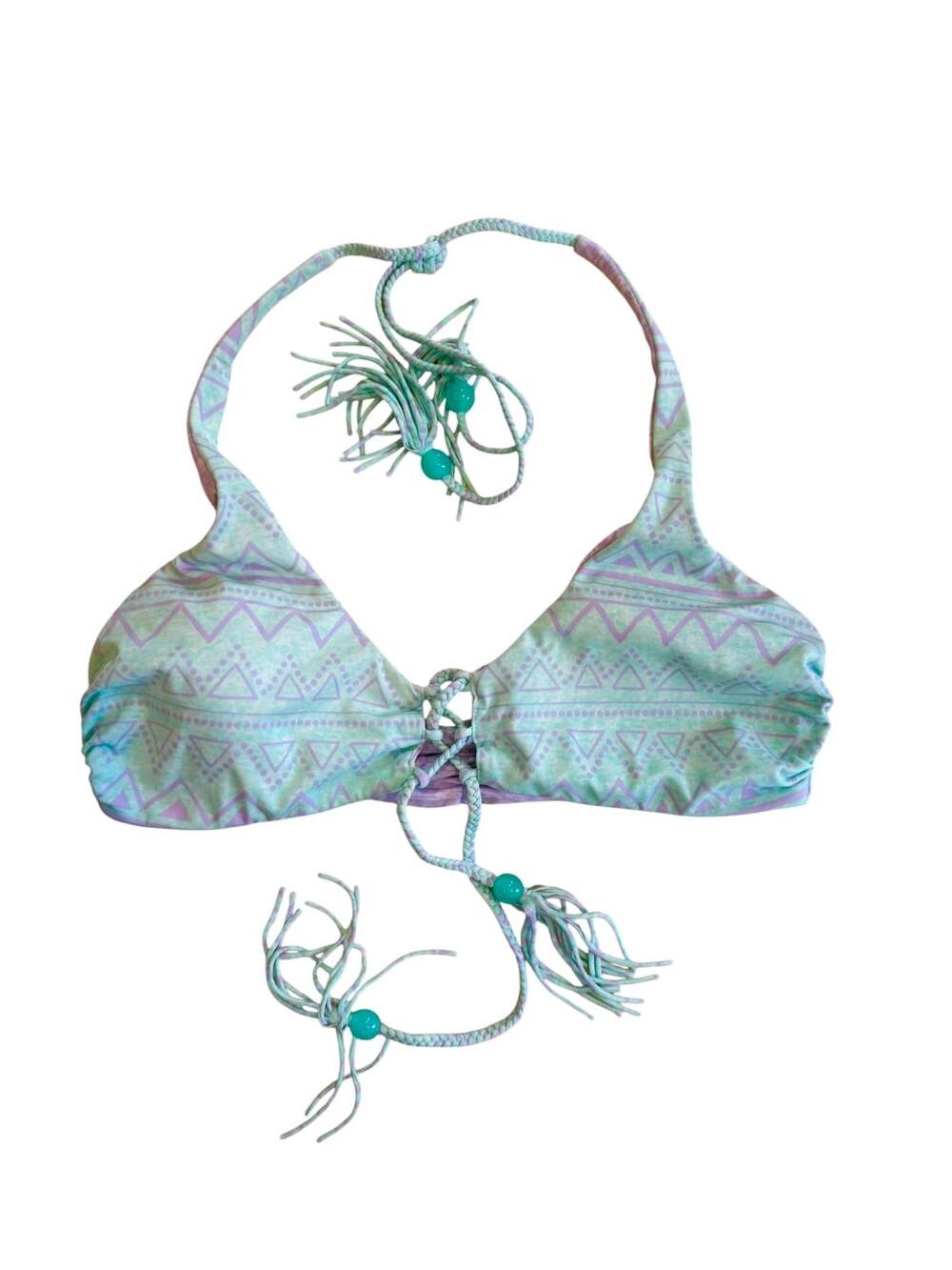 Victoria's Secret Reversible Pastel Boho Bikini Top with Tassel Details